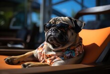 Fashionable Canine Rocking A Bandana And Sunglasses Generative AI