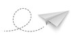 Origami plane with dash line track, vector illustration