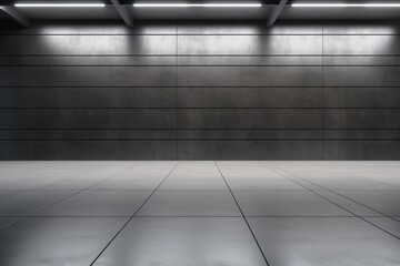 Wall Mural - A perspective shot of a modern concrete garage interior with mock-up space