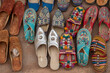 Moroccan Babouche Berber Handmade Slippers in street market in Morocco