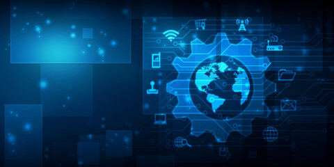 Poster - 2d illustration abstract technology background