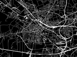 Vector road map of the city of Gliwice in Poland with white roads on a black background.