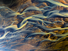 Aerial Photo Of A Glacial River In Iceland