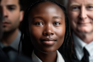 Wall Mural - Young girl with braids standing in front of man. This image can be used to depict variety of situations involving relationships, family, or mentorship