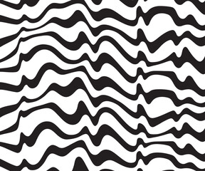Aufkleber - Background with wavy lines. Twisted duo tone backgrounds. Abstract pattern from lines, halftone effect. Black and white texture. Minimalist design template for poster, banner, cover, postcard.	