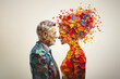 Parkinson´s disease, Alzheimer awareness day, dementia diagnosis, memory loss disorder, brain with puzzle pieces, senior couple
