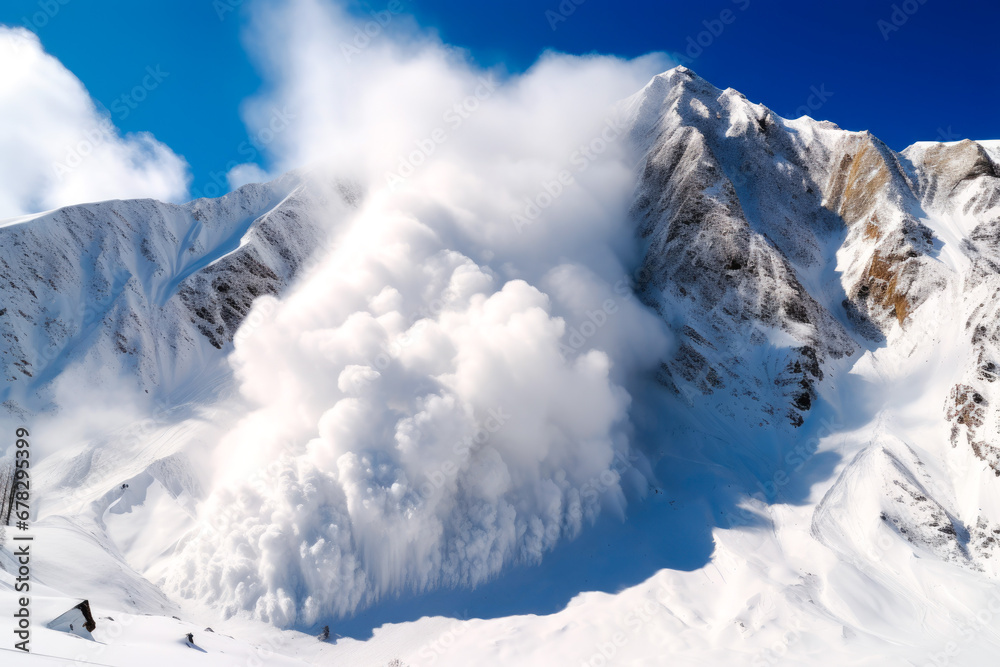 ภาพถ่าย Stock Snow avalanche in the mountains. Concept of representing ...