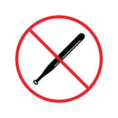 Forbidden Prohibited Warning, caution, attention, restriction label danger. Do not use Base bat icon. Baseball bat flat sign design. No Base bat symbol pictogram UX UI