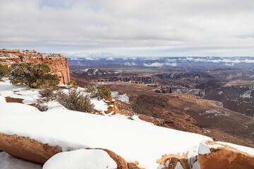 Wall Mural - Snow covered rock formations at Capitol Reef National Park, Utah, USA