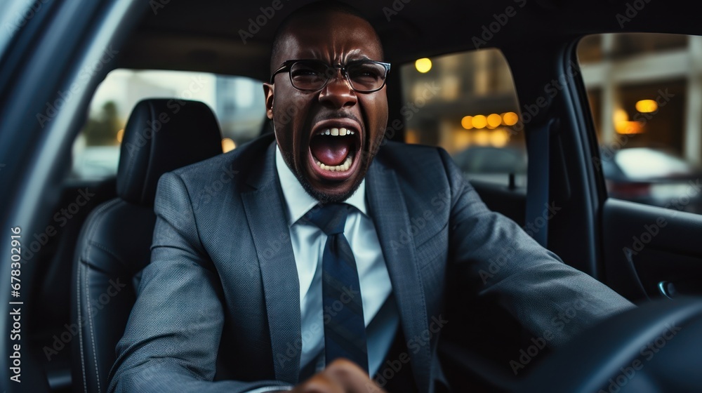 Stock-Illustration „Angry Black male car driver yells at other drivers ...