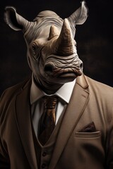 Aufkleber - A man wearing a suit and a rhino mask