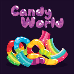 Poster - Isolated group of worm and round candies Candy world poster Vector