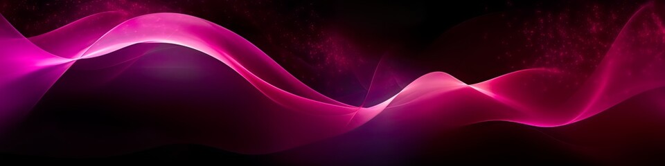 Wall Mural - Luxury pink, magenta wave of lights and sparkle, elegant fluid data transfer technology, bokeh pink swirl on black background. Card for luxury greetings, business, technology and love.