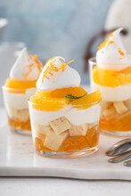 Orange and pound cake layered dessert in glasses, dessert in a cup idea