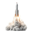 Dynamic Space Rocket Soaring with Smoke - PNG Format, Clear Background