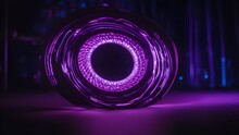 Background With Glowing Circles A Circular Shape Of Electric Energy In Blue And Purple Colors On A Black Background 