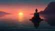 Maritime Enlightenment: Inspiring Buddha Statue Gracing the Ocean, AI Generated