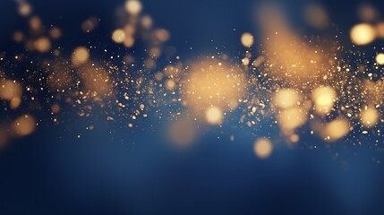 abstract background with Dark blue and gold particle. Christmas Golden light shine particles bokeh on navy blue background. Gold foil texture. Holiday concept