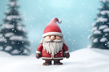 Wall Mural - cute christmas dwarf figure on snowy background illustration