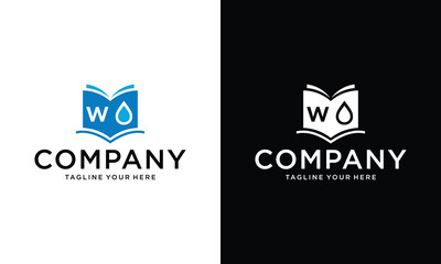 Wall Mural - Letter W Education Logo Book Concept. Training Career Sign, University, Academy Graduation Logo Template Design