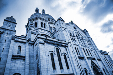 Paris downtown in the Montmartre area and sacre coeur church