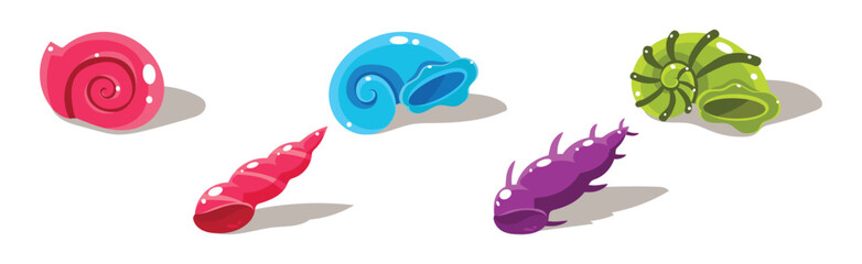 Poster - Colorful Shells and Conch Sea Element Vector Set