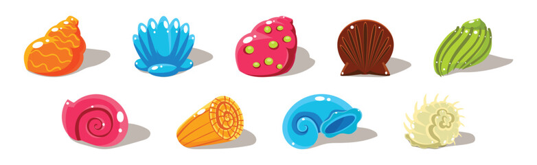 Poster - Colorful Shells and Conch Sea Element Vector Set