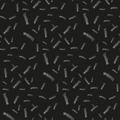 Sticker - Embroidery  seamless pattern. White lines on black background. 