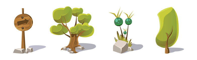 Poster - Nature Game Landscape Object and Elements Vector Set