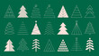 Set of abstract minimalist Christmas trees in flat and line style. Outline geometric Xmas symbols. Vector illustration