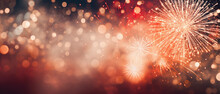 Colorful Fireworks With Bokeh Background For New Year Celebration.