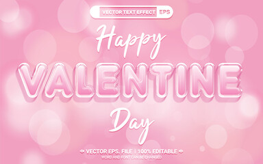 Poster - Happy valentines day balloon style 3d editable vector text style effect