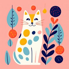 Wall Mural - Flat pastel colors organic cute illustration made with Generative AI