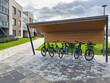 covered bicycle parking in a residential area