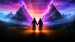 spiritual couple lover soulmate twin flame tantra family valentine love holding hand - by generative ai