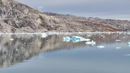 Wall Mural - aerial view glaciers on arctic ocean in greenland