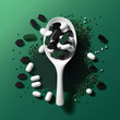 White Organic Spirulina in algae pills tablets