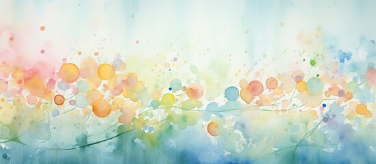 Poster - vibrant summer light an abstract watercolor illustration emerges from the vintage paper creating a m
