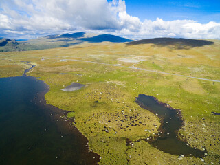 Wall Mural - Aerial view of mountain plateau, Valdresflye, Norway