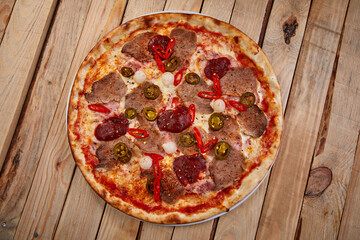 Wall Mural - tasty pizza on the wooden board