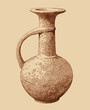 Vintage, hand drawn, engrave, ancient terracotta jug illustration.