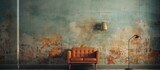 Fototapeta  - vintage interior the abstract pattern of the retro wallpaper showcased an intricate blend of colors creating a textured and grunge inspired background on the construction wall adding a touc