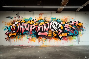 Wall Mural - Thought-Provoking Graffiti Masterpiece Challenging Wealth and Success Norms with 'Money Doesn't Buy Happiness' in Dynamic Spray-Painted Letters