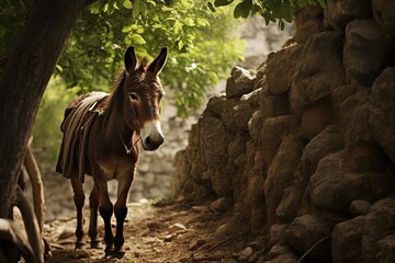 Wall Mural - Man speak with donkey, Bible story.