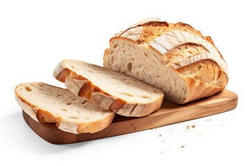 bread on wooden board isolated on transparent background, png file