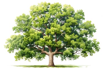 Watercolor painting of oak tree.
