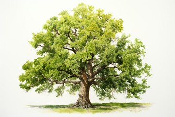 Watercolor painting of oak tree.