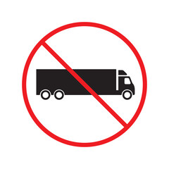 Wall Mural - No truck icon. Forbidden lorry icon. No heavy truck vector sign. Prohibited freight vector icon. Warning, caution, attention, restriction label danger flat sign design. No cargo icon. No delivery sign