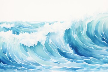 Poster - Watercolor painting of abstract ocean wave.