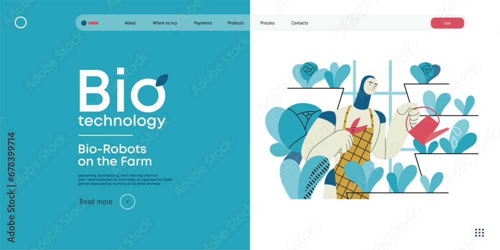 Bio Technology, Robot on farm -modern flat vector concept illustration ...